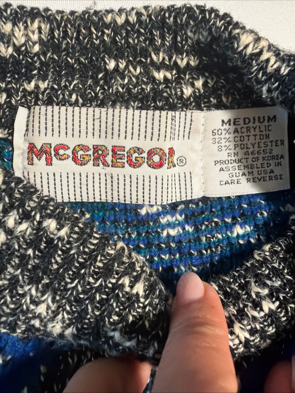 McGregor Black & White Marled Collar Knit Sweater with Blue Body